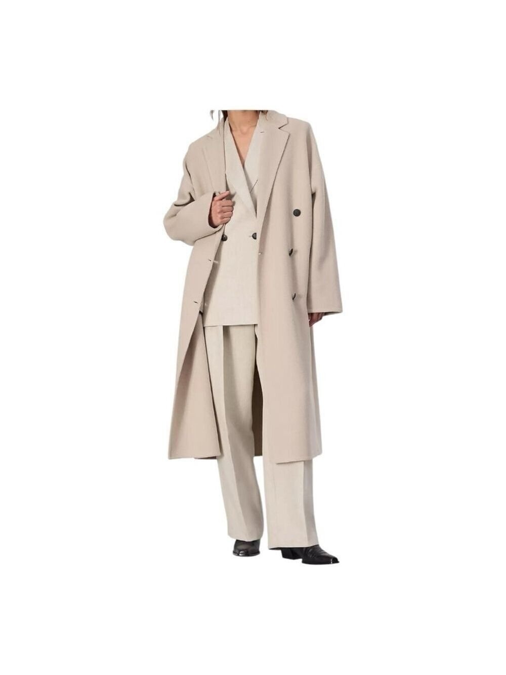 Rag & bone Thea Beige Wool Double-Breasted Coat Size Large